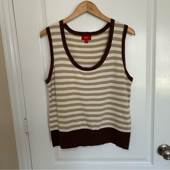 Vintage Mossimo Women’s Brown Cream Striped Sweater Vest Y2K XXL - Picture 3 of 10